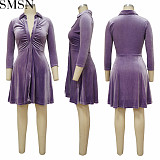 Elegant Dresses 2022 new Korean velvet long sleeve A line casual dress