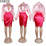 Sets For Women Two Pieces Sexy Slim v neck split skirt suit nightclub uniforms