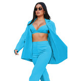 2 Piece Set Women Amazon new autumn and winter suit jacket bra professional casual suit without pants