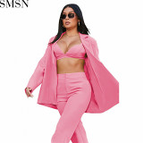 2 Piece Set Women Amazon new autumn and winter suit jacket bra professional casual suit without pants