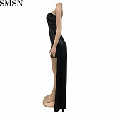 Elegant Dresses 2022 Fashion Women Wear Wrapped Chest Hollow Back Cloak Sleeveless Dress