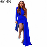 Elegant Dresses 2022 fashion casual oblique shoulder irregular solid color dress Party evening dress