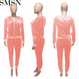 2 Piece Outfits Amazon hot sale multi color Korean velvet thread stitching casual two piece suit