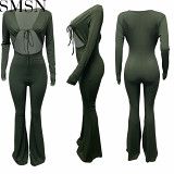 Jumpsuit Women 2022 Amazon autumn and winter New thread slim lace up micro pull jumpsuit