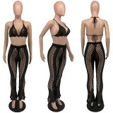 2 piece outfits Sexy See Through Flare Pants Club Plus Size Summer Womens 2 Piece Sets