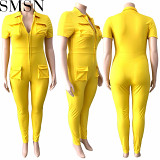 Sexy women jumpsuits 2022 new arrivals zipper solid color jumpsuit women casual plus size clothing