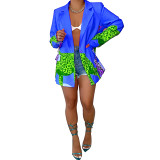 Amazon hot women clothing cross border supply multicolor printed suit jacket