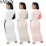 Plus Size Dress Amazon new autumn winter assorted colors thread hollow waist sexy long dress