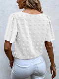 2022 Summer New Fashion Embroidered Chiffon Top Amazon Fashion Jacquard Chiffon Short Sleeve Shirt Tie Top Women