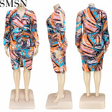 Plus Size Dress Amazon fashion v neck floral print slit pleated hollow sleeve dress