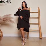 Plus Size Dress Summer Amazon Hot Selling European and American Slim Fit off Shoulder Dress