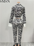 Two piece outfits 2022 printed long sleeve women suite set 2 piece pants set women