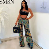 Two piece outfits Amazon Hot European and American Sexy Slim Fit Printed Two Piece Set