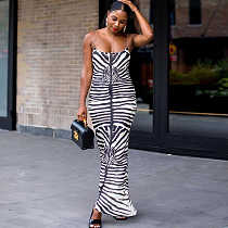 Women's 2022 Fall New Fashion Printed Backless Sexy Slim Sling Dress Wholesale