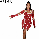 Plus Size Dress Amazon independent station solid color irregular tight sexy dress nightclub