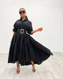 Plus Size Dress 2022 new European and American Retro skirt loose slimming French lazy style shirt dress