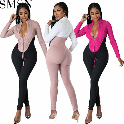 Romper jumpsuit Amazon new fashion temperament multi color mosaic slim fit bodysuit