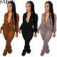 Two piece outfits European and American zipper top Bell bottom pants two piece suit