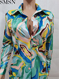 2 piece set women Amazon new fashion cardigan printed top plus two piece pants