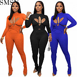 2 piece set women sexy fashion Middle collar hollow out two piece set
