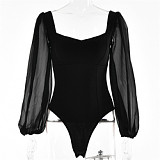 women jumpsuit Square Collar Bottoming Shirt Fashion Sexy Backless Long Sleeve one piece Jumpsuit