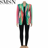 European and American fashion women clothing large lapel V neck long sleeve suit
