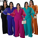 Romper jumpsuit plus size women clothes wholesale supply contrast color collar jumpsuit