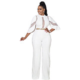 One piece jumpsuit European and American women clothing mesh stitching sexy jumpsuit