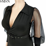 Romper jumpsuit plus size women clothes wholesale supply contrast color collar jumpsuit