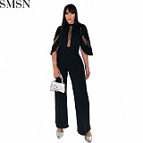 One piece jumpsuit European and American women clothing mesh stitching sexy jumpsuit