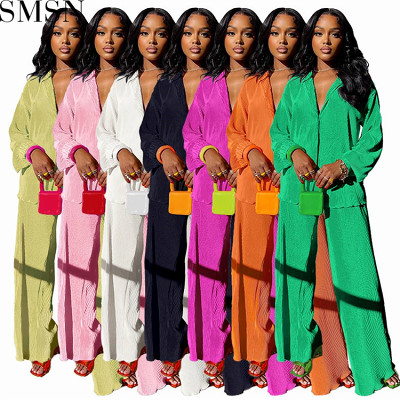 2 piece outfits sexy fashion comfortable pleated cloth swing pants wide leg pants suit