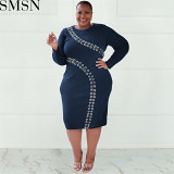 Plus Size Dress autumn and winter New hollow out strap fashion sexy tight plus size women dress