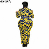 Plus Size Dress Amazon Autumn and Winter New Leopard Print Slim Fit Fashion plus Size Women Dress