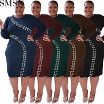 Plus Size Dress autumn and winter New hollow out strap fashion sexy tight plus size women dress