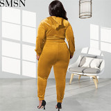 2 piece outfits Amazon Autumn New elastic velvet slim fit two-piece set plus size women set
