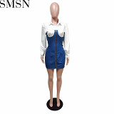 Plus Size Dress European and American Amazon Hot Sale Slim Fit Sheath Stretch Denim Skirt