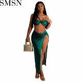 2 piece outfits Amazon New Tube Top Irregular Skirt Bronzing Nightclub Sexy Two Piece Set
