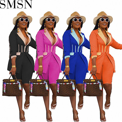 2 piece set women 2022 autumn new color matching suit two piece suit