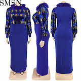 Plus Size Dress wholesale supply long sleeve front beaded dress