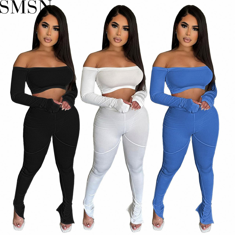 Cheaper 2 Piece Outfits Amazon 2022 Autumn And Winter New Short Off Shoulder Sexy High Waist 8221