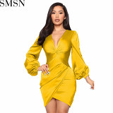 Plus Size Dress Amazon hot sale European and American V neck elastic sexy party formal dress