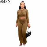 2 piece set women autumn and winter peplum top trousers leisure sports two piece suit