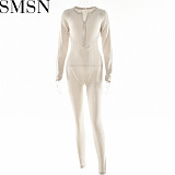 One piece jumpsuit Sexy Tight Sweater Trousers Fashionable All Match Striped Knitted Long Sleeve Jumpsuit