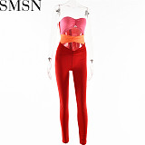 Sexy women jumpsuits Amazon Hot Tight Sexy Contrast Color Hollow Jumpsuit