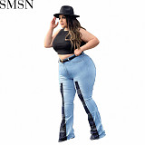 Good Quality Mid Waist Washed Distressed Ripped Holes Woman Jean Wide Leg Street Wear Girls Pants Trousers Denim Jeans