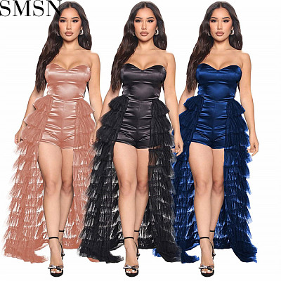 Sexy women jumpsuits Amazon New Tube Top Evening Party Dress Puffy Cake Dress Sexy Jumpsuit