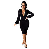 Plus Size Dress Amazon hot sale solid color layered effect sheath sexy dress