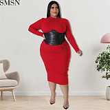 Plus Size Dress large size fall women clothing wholesale supply zipper hit leather one step dress