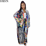 European and American women clothing positioning printed sunscreen cloak long sleeve coat
