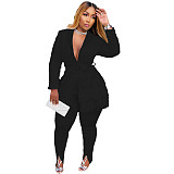 2 piece set women European and American style solid color tassel professional multicolor suit